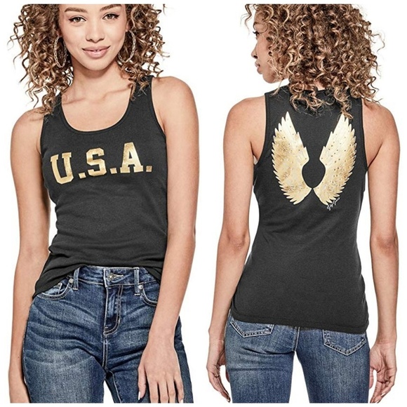 NEW G by GUESS Connie Graphic Wing Tank - Picture 1 of 1